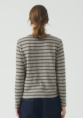 Stripe Crew Neck Tee | Avocado Rind/Ecru