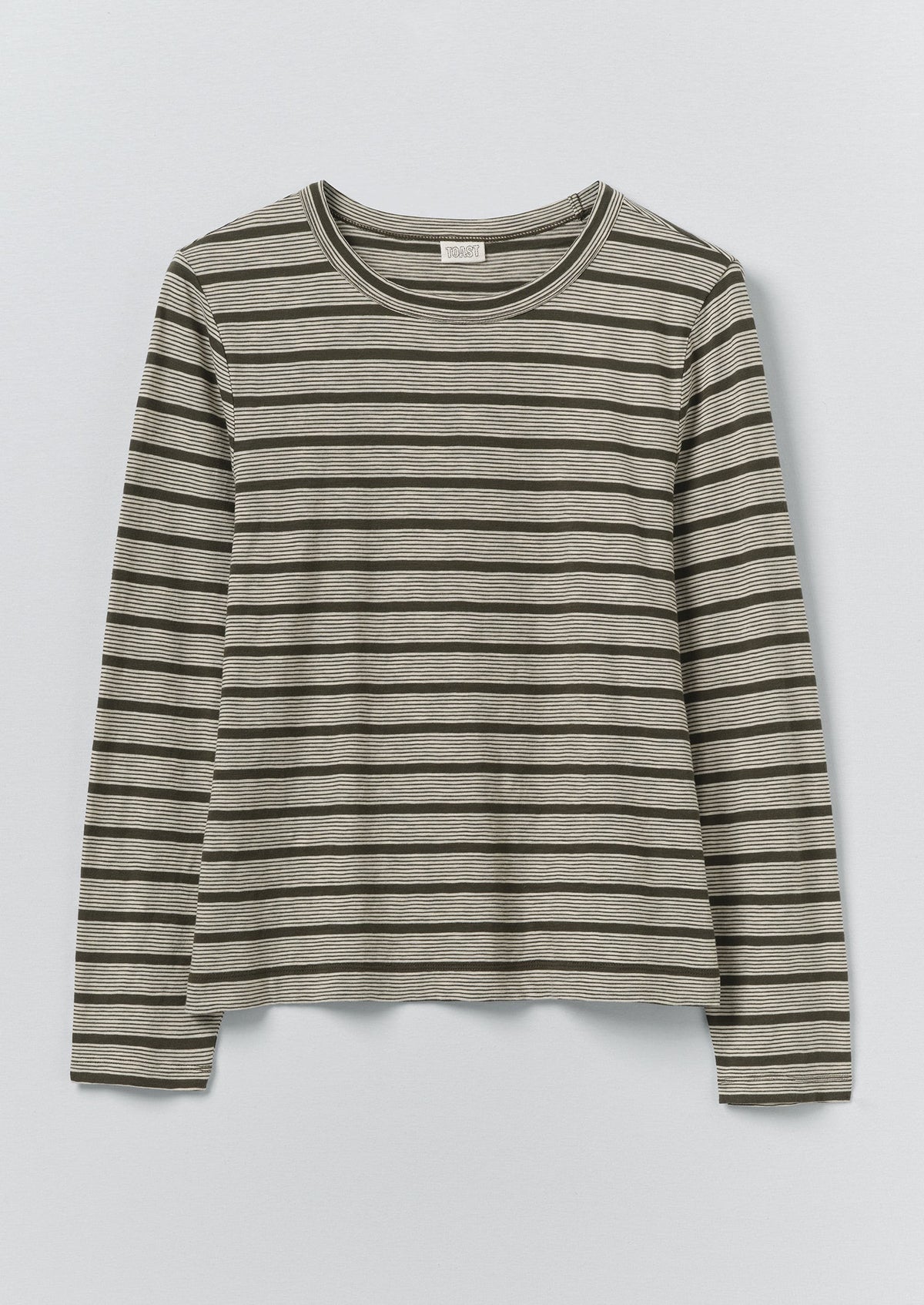 Stripe Crew Neck Tee | Avocado Rind/Ecru