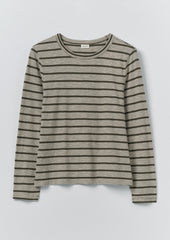 Stripe Crew Neck Tee | Avocado Rind/Ecru