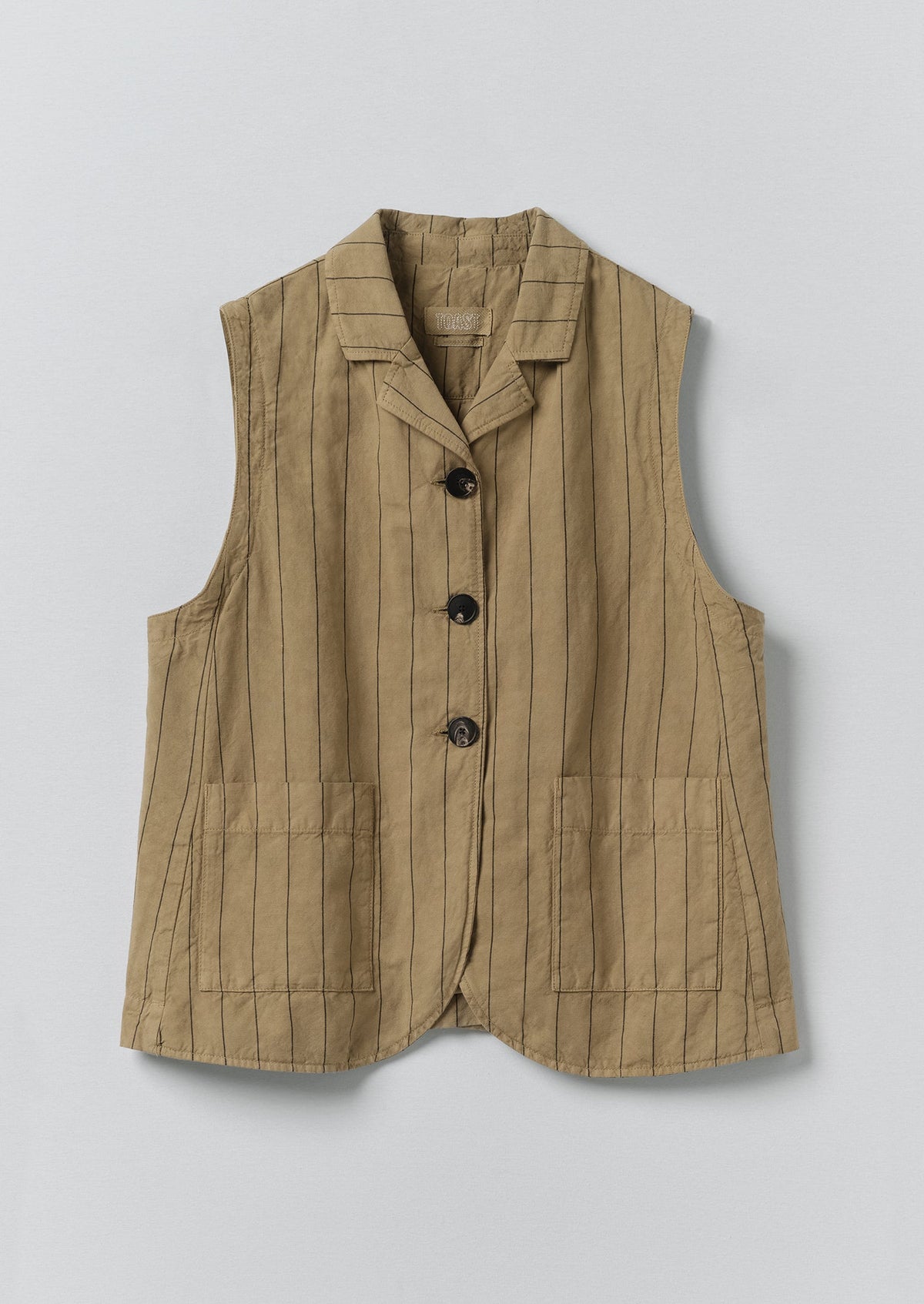 Stripe Cotton Linen Waistcoat | Fennel Seed
