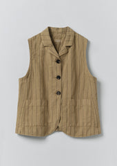 Stripe Cotton Linen Waistcoat | Fennel Seed