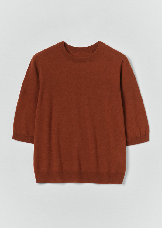 Wool Cashmere Half Sleeve Sweater | Russet