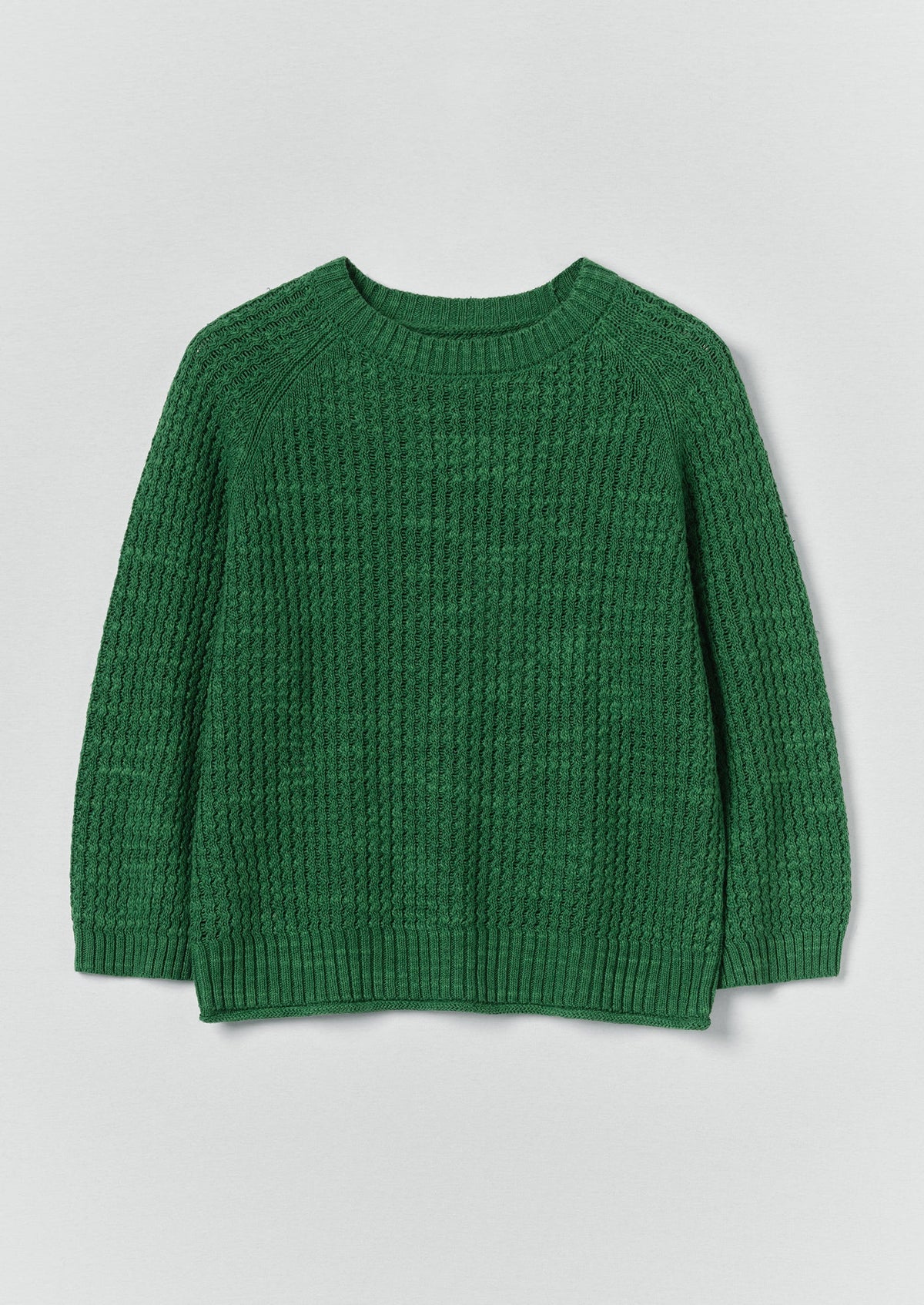 Textured Rib Linen Cotton Sweater | Viridian Green