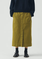 Straight Cotton Twill Skirt | Warm Olive