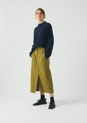 Straight Cotton Twill Skirt | Warm Olive