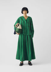 Tea Towel Stripe Cotton Skirt | Sea Green