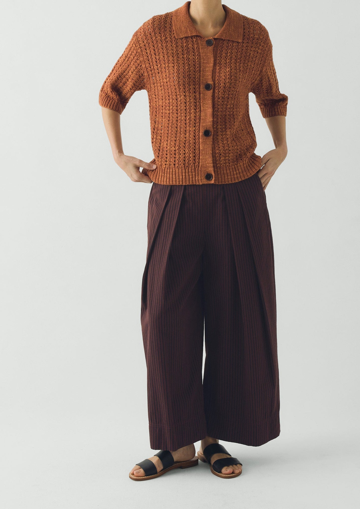 Stripe Fisherman Cotton Trousers | Black/Multi