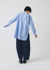 Taro Cotton Oxford Long Shirt | Chambray