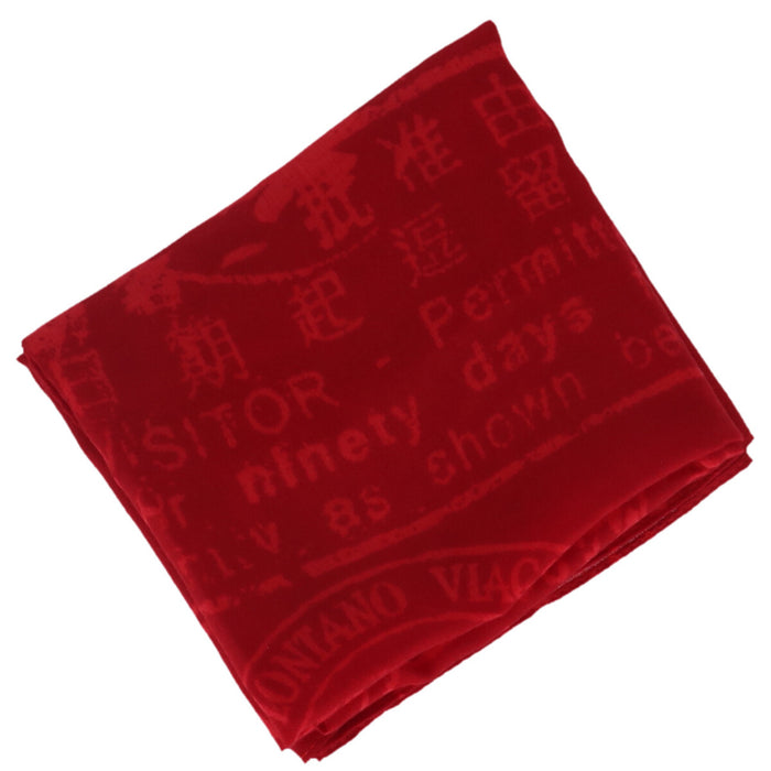 Image 2 : Détail écharpe Alviero Martini femme rouge polyester motif signature — delvale