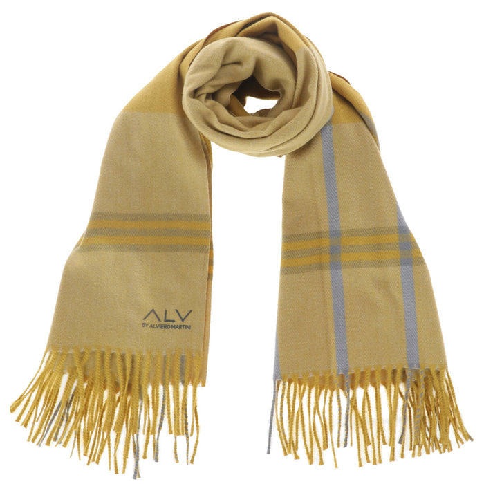 Image 1 : Echarpe jaune Alviero Martini Prima Classe avec impression signature pour femme — delvale