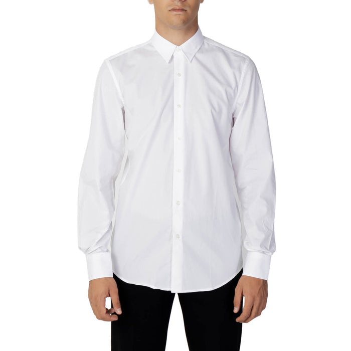 Image 1 : Chemise homme Antony Morato blanche col classique manches longues portée de face — Delvale