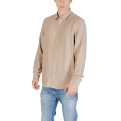 Image 4 : Vue de dos de la chemise homme Antony Morato beige à manches longues, tombé fluide en viscose — Delvale