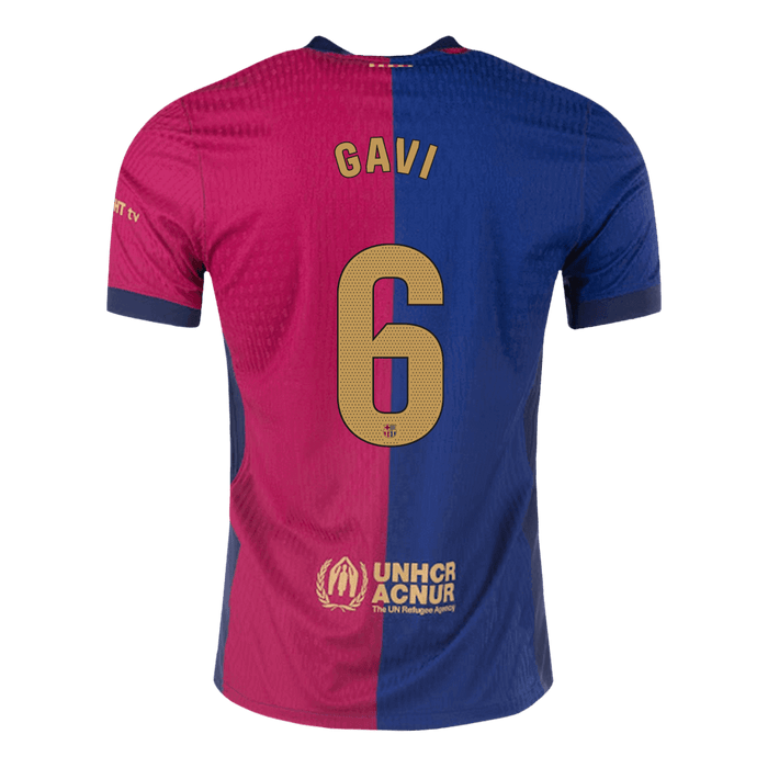 Authentic GAVI #6 Barcelona Home Soccer Jersey 2024/25 - Spotify Logo Without Text