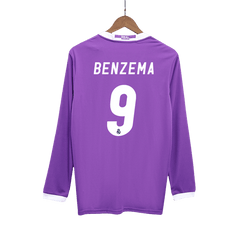 BENZEMA #9 Real Madrid Retro Jersey Away Long Sleeve Soccer Shirt 2016/17