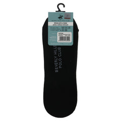 Image 2 : Chaussette invisible Beverly Hills Polo Club homme noire avec semelle intérieure blanche logo polo cavalier visible, vue de dos — Delvale