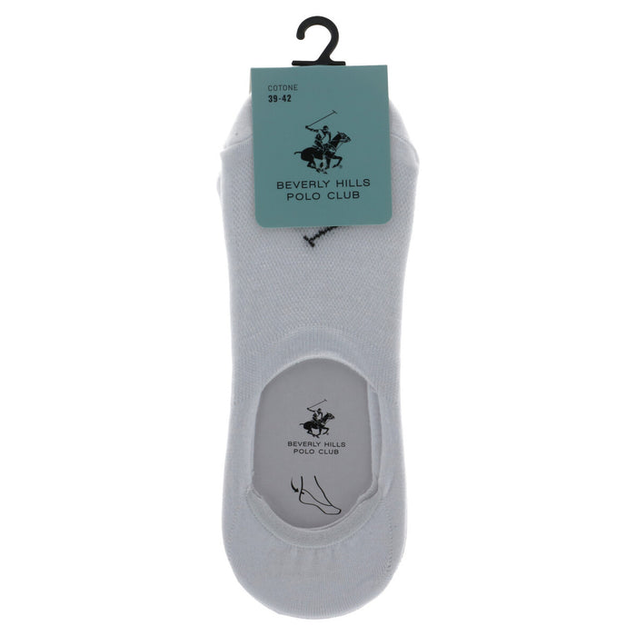 Image 3 : Détail semelle intérieure blanche chaussette invisible Beverly Hills Polo Club avec logo cavalier et mention COTONE, pack 3 paires homme — Delvale