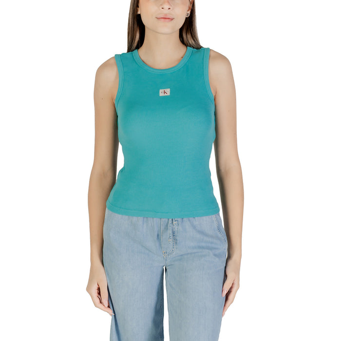 Image 7 : Débardeur Calvin Klein Jeans bleu azur femme styling avec jean — delvale