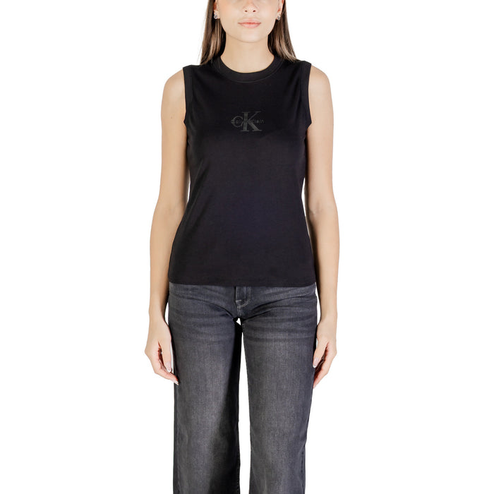 Image 1 : Débardeur Calvin Klein Jeans femme noir avec impression logo iconique, coupe moderne et col rond — delvale