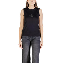 Image 1 : Débardeur Calvin Klein Jeans femme noir avec impression logo iconique, coupe moderne et col rond — delvale