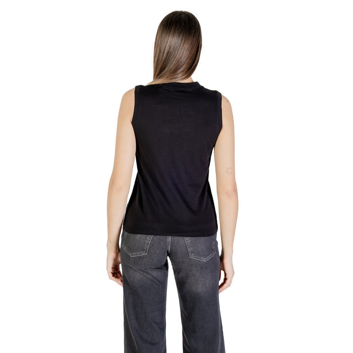 Image 2 : Débardeur femme Calvin Klein Jeans noir, détail impression logo signature sur coton doux — delvale
