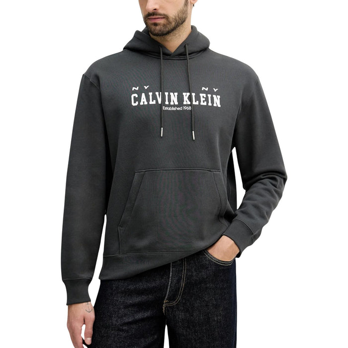Image 1 : Sweat à capuche Calvin Klein Jeans gris homme avec imprimé Established 1968 NY — Delvale