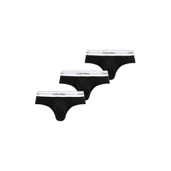 Image 1 : Lot de 3 slips Calvin Klein Underwear homme noirs avec ceinture élastique blanche logotée, vue d'ensemble en diagonal — Delvale