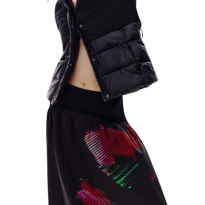 Image 3 : Jupe femme Desigual mi-longue noire avec motif floral coloré, coupe ample et taille haute structurée — Delvale