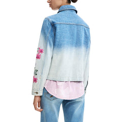 Image 3 : Vue d'ensemble de la veste Desigual femme bleu azur en coton avec finitions soignées — Delvale
