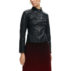 Image 1 : Veste Desigual femme noire en polyuréthane avec col montant et fermeture éclair — Delvale