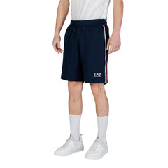 Image 2 : Détail du pantalon EA7 homme bleu marine, coupe moderne décontractée — Delvale