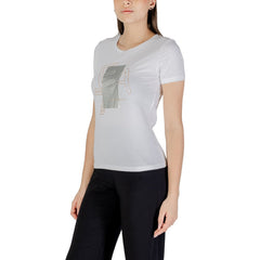 Image 3 : T-shirt EA7 femme blanc manches courtes, vue portée — Delvale