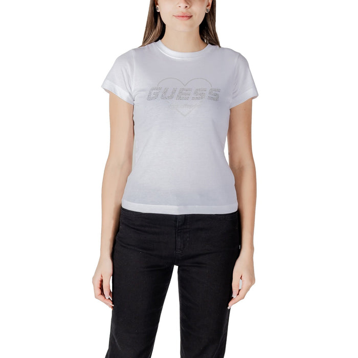 Image 4 : Coupe et finitions du t-shirt Guess Active femme noir logo strass — delvale