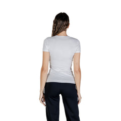 Image 2 : Détail impression logo Guess sur t-shirt femme blanc en coton premium — delvale