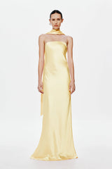 Misha Lilia Satin Gown - Soft Yellow