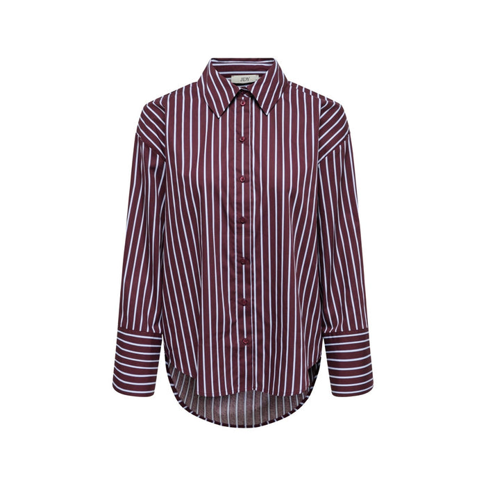 Image 1 : Chemise femme Jacqueline De Yong bordeaux à rayures avec manches longues et col rond — Delvale