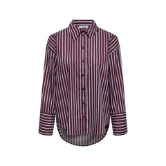 Image 1 : Chemise femme Jacqueline De Yong bordeaux à rayures avec manches longues et col rond — Delvale