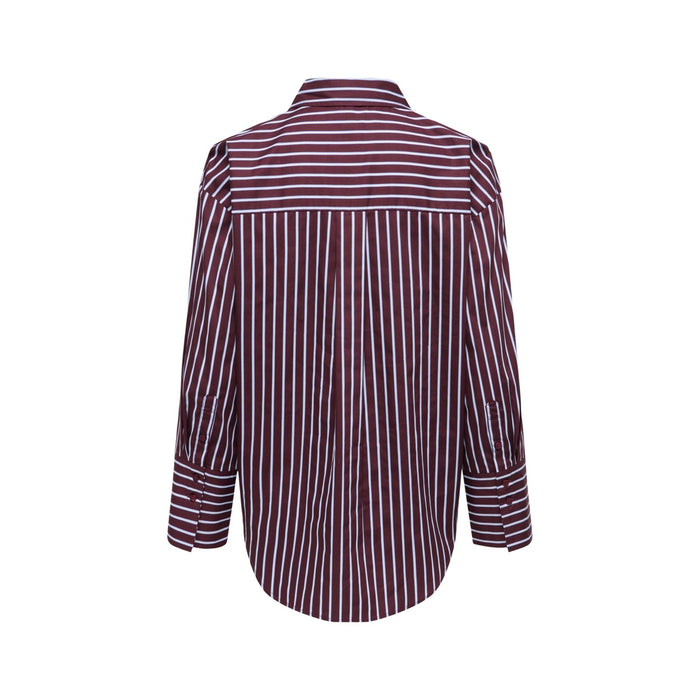 Image 2 : Détail chemise rayée bordeaux Jacqueline De Yong coupe féminine manches longues — Delvale