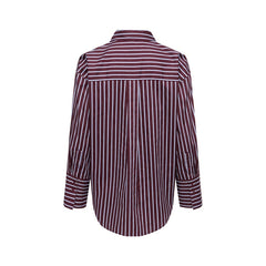 Image 2 : Détail chemise rayée bordeaux Jacqueline De Yong coupe féminine manches longues — Delvale