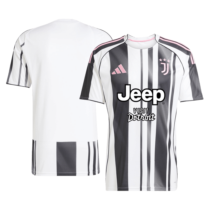 Juventus Jeep x Visit Detroit Sponsor Home Soccer Jersey Kit(Jersey+Shorts) 2025/26 Black&White