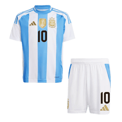 Kids MESSI #10 Argentina Home Soccer Jersey Kit (Jersey+Shorts) 2024