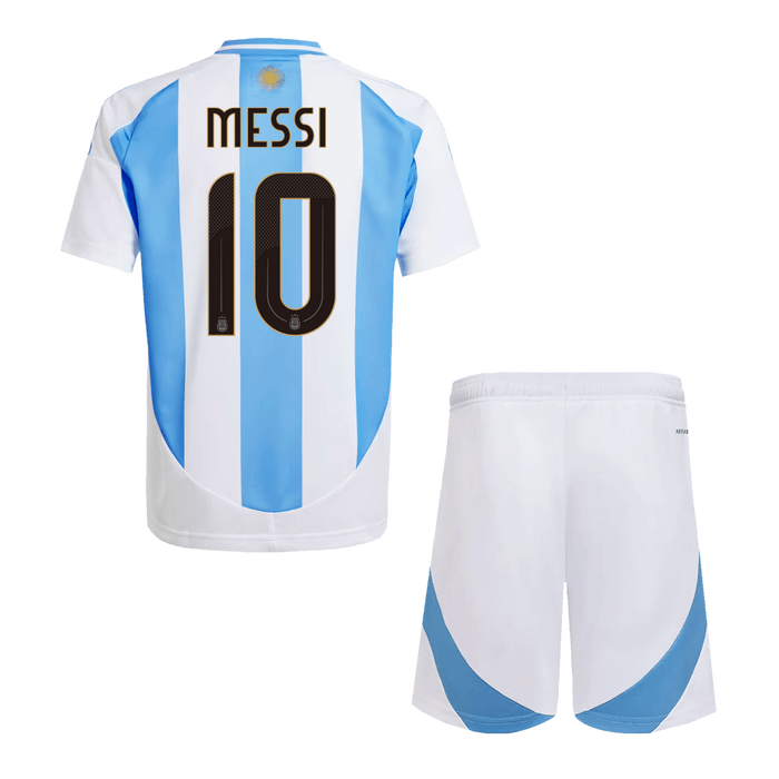 Kids MESSI #10 Argentina Home Soccer Jersey Kit (Jersey+Shorts) 2024