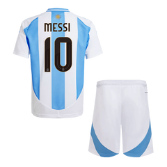 Kids MESSI #10 Argentina Home Soccer Jersey Kit (Jersey+Shorts) 2024