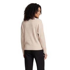 Image 2 : Pull Liu Jo femme beige côtelé manches longues col V avec lien lavallière, détail texture nervurée — Delvale