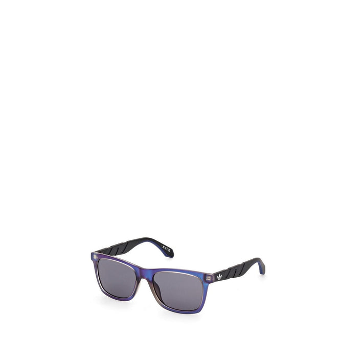 Image 1 : Lunettes de soleil Adidas Originals Navigator homme, monture carrée violet dégradé et branches noires texturées, vue de trois quarts — Delvale