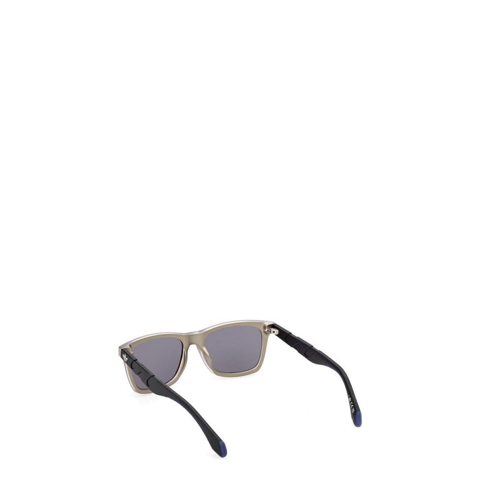 Image 3 : Lunettes de soleil Adidas Originals Navigator homme, vue de face monture carrée violet et logo Trefoil sur branche — Delvale