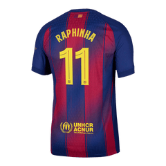 RAPHINHA #11 Barcelona Home Authentic Soccer Jersey 2025/26 - UCL