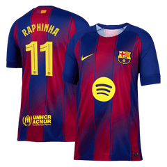 RAPHINHA #11 Barcelona Home Soccer Jersey 2025/26 -UCL