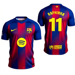 RAPHINHA #11 Barcelona Home Soccer Jersey 2025/26 -UCL