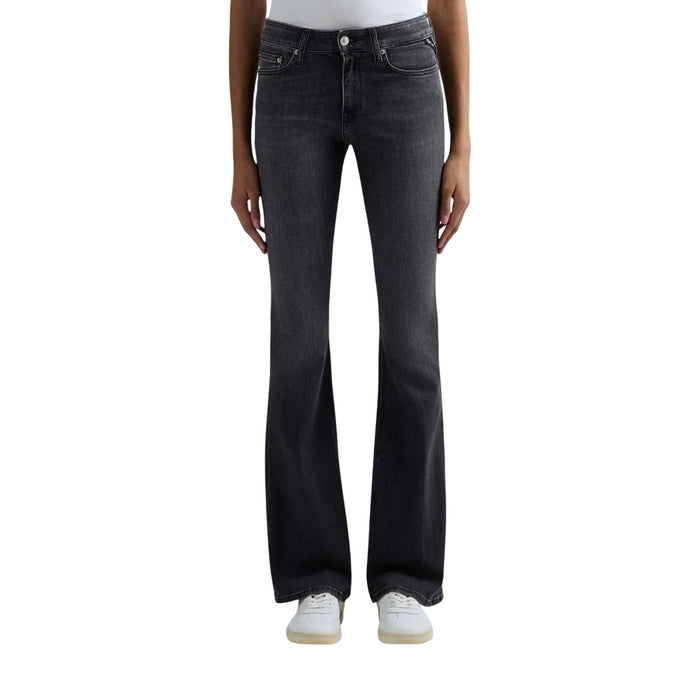 Image 1 : Jeans Replay femme noir regular fit en coton premium avec fermeture zip — Delvale