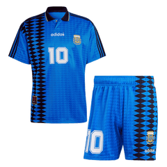 Retro #10 Argentina Away Soccer Jersey Kit(Jersey+Shorts) 1994